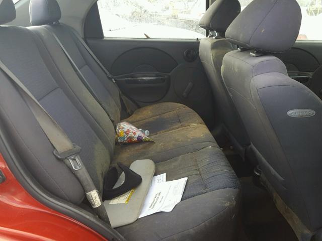 KL1TD56606B577707 - 2006 CHEVROLET AVEO BASE Czerwony zdjęcie 6