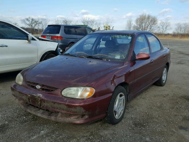 KNAFB121915087334 - 2001 KIA SEPHIA BAS MAROON photo 2