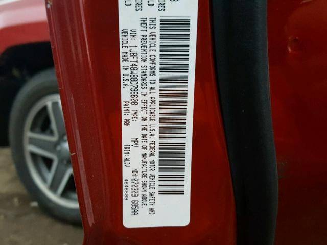 1J8FT48W88D796608 - 2008 JEEP PATRIOT LI RED photo 10