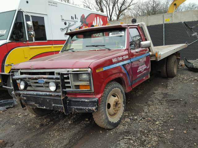 2FDKF3718ECA69229 - 1984 FORD F350 BURGUNDY photo 2