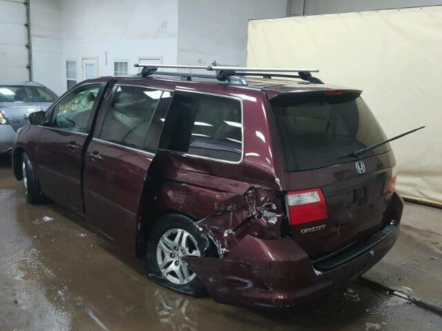 5FNRL38697B442277 - 2007 HONDA ODYSSEY EX BURGUNDY photo 3