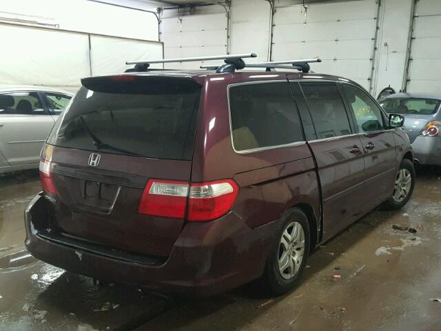 5FNRL38697B442277 - 2007 HONDA ODYSSEY EX BURGUNDY photo 4