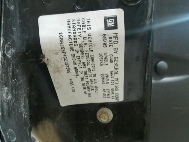 1G8AJ55F46Z122306 - 2006 SATURN ION GRAY photo 10