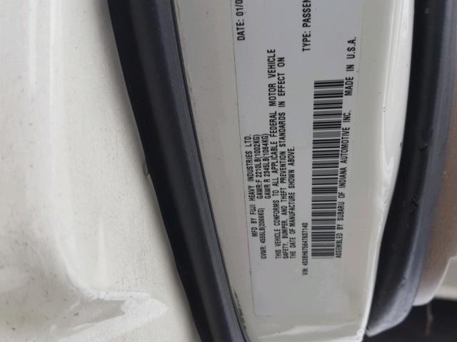 4S3BH675647637140 - 2004 SUBARU LEGACY OUT WHITE photo 10