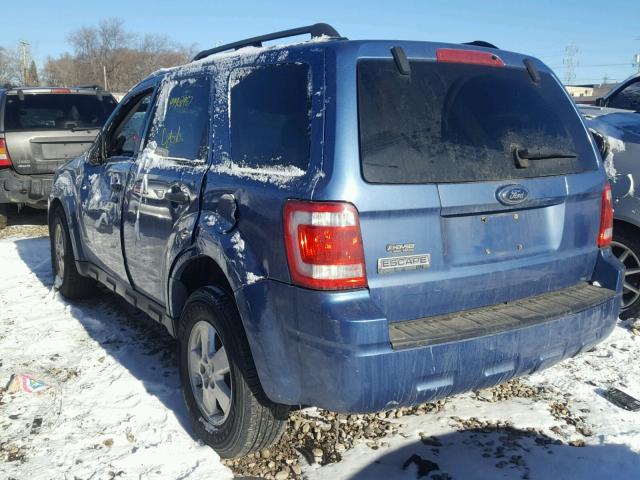 1FMCU03G89KC11177 - 2009 FORD ESCAPE XLT BLUE photo 3