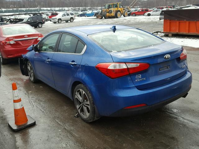 KNAFX4A88E5084898 - 2014 KIA FORTE EX BLUE photo 3