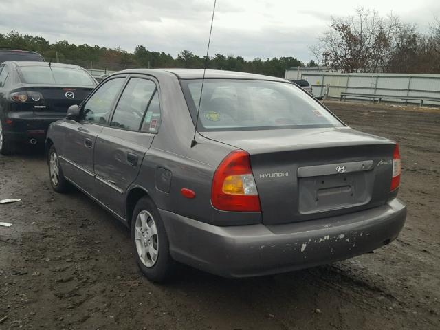 KMHCG45C42U316124 - 2002 HYUNDAI ACCENT GL GRAY photo 3