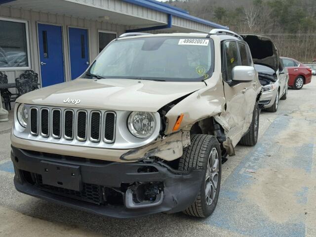 ZACCJADT8GPC50708 - 2016 JEEP RENEGADE L TAN photo 2