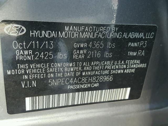 5NPEC4AC8EH828966 - 2014 HYUNDAI SONATA SE SILVER photo 11