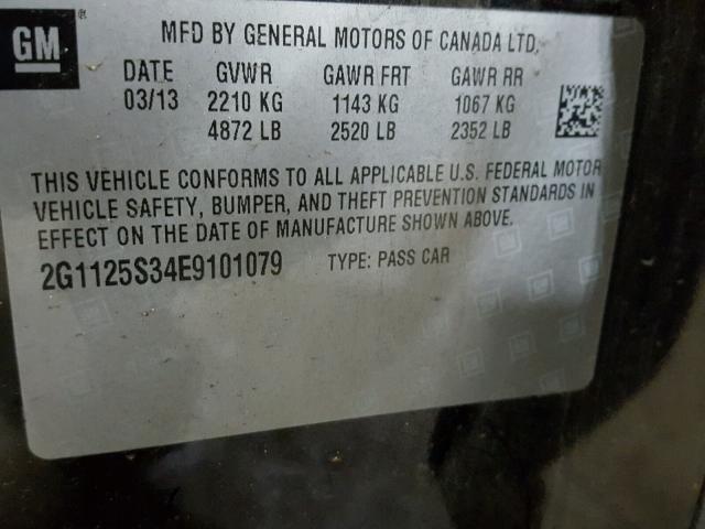 2G1125S34E9101079 - 2014 CHEVROLET IMPALA LT BLACK photo 10