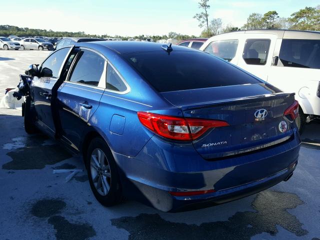 5NPE24AF6GH304747 - 2016 HYUNDAI SONATA SE BLUE photo 3