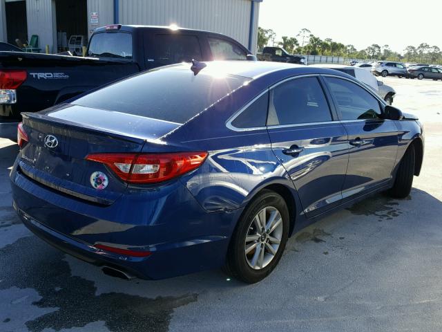 5NPE24AF6GH304747 - 2016 HYUNDAI SONATA SE BLUE photo 4