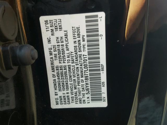 5J6YH18977L007017 - 2007 HONDA ELEMENT SC BLACK photo 10