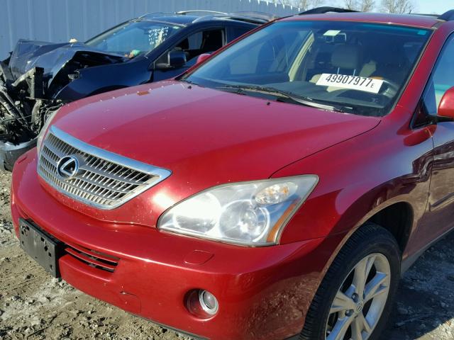 JTJGW31U682008570 - 2008 LEXUS RX 400H BURGUNDY photo 9