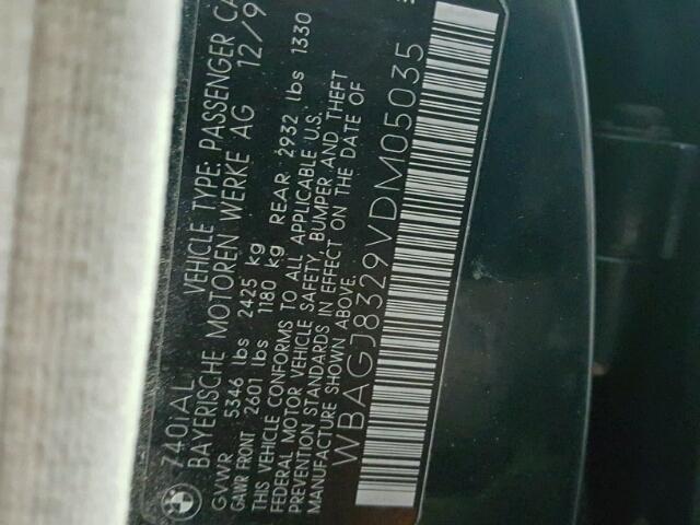 WBAGJ8329VDM05035 - 1997 BMW 740 IL GREEN photo 10