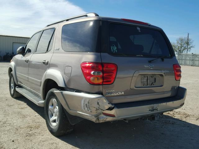 5TDZT34A02S137345 - 2002 TOYOTA SEQUOIA SR GRAY photo 3