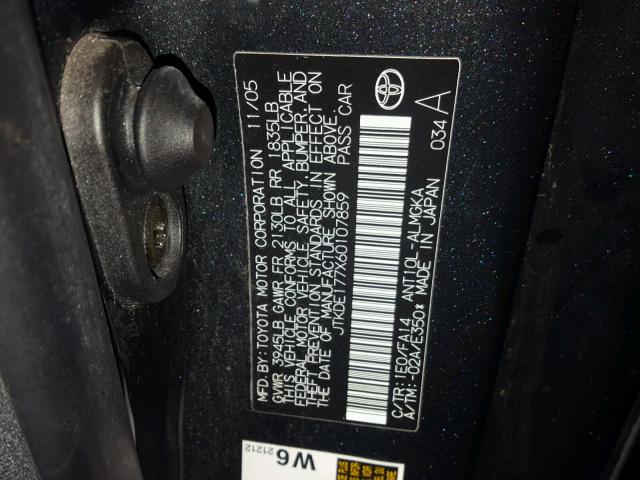 JTKDE177X60107859 - 2006 TOYOTA SCION TC 灰色 照片 10