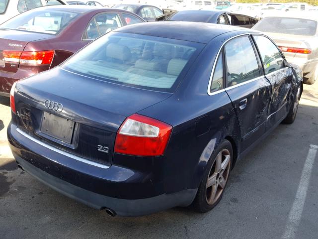 WAULT68E12A229921 - 2002 AUDI A4 3.0 QUA BLUE photo 4