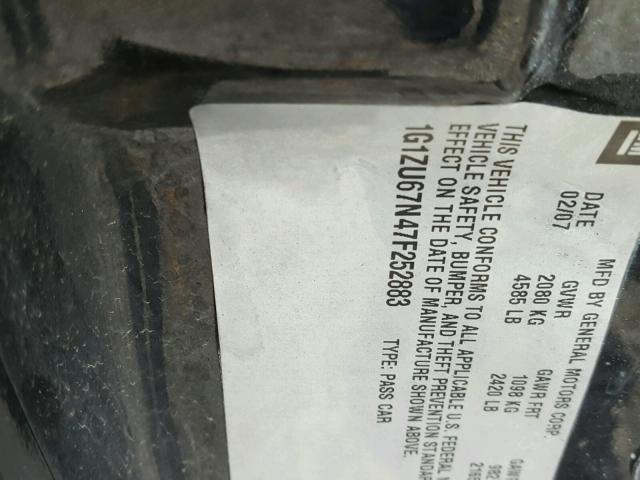 1G1ZU67N47F252883 - 2007 CHEVROLET MALIBU MAX 黑色 照片 10