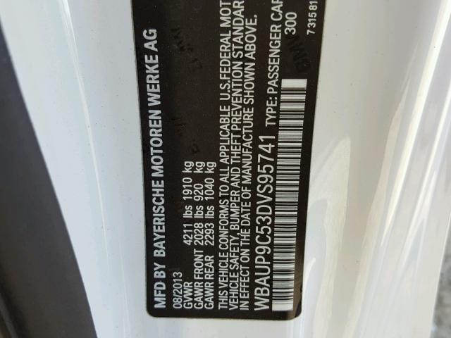 WBAUP9C53DVS95741 - 2013 BMW 128 I WHITE photo 10