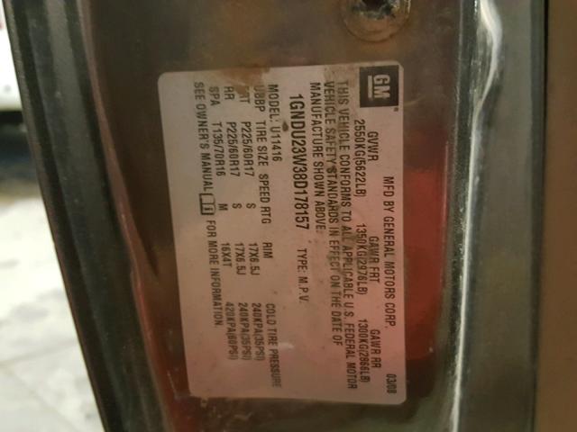 1GNDU23W38D178157 - 2008 CHEVROLET UPLANDER L 棕色 照片 10