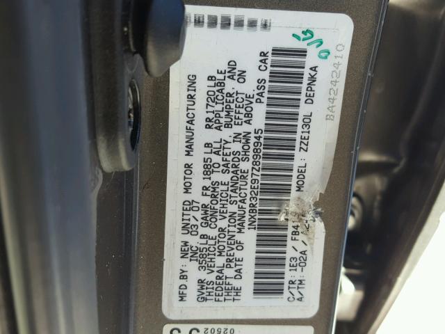 1NXBR32E97Z898945 - 2007 TOYOTA COROLLA CE GRAY photo 10