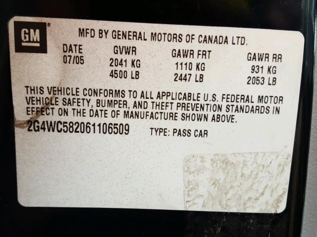 2G4WC582061106509 - 2006 BUICK LACROSSE C BLACK photo 8