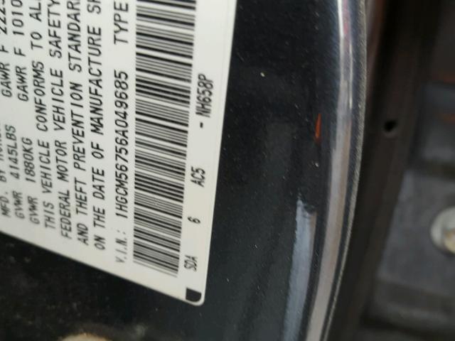 1HGCM56756A049685 - 2006 HONDA ACCORD EX GRAY photo 10