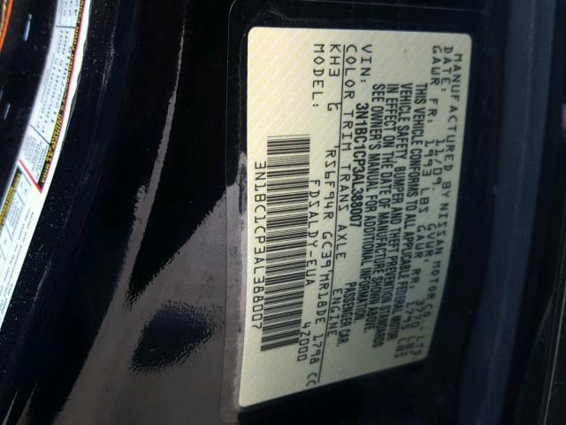 3N1BC1CP3AL388007 - 2010 NISSAN VERSA S BLACK photo 10