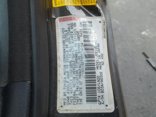 JTHBD192730074154 - 2003 LEXUS IS 300 SILVER photo 10