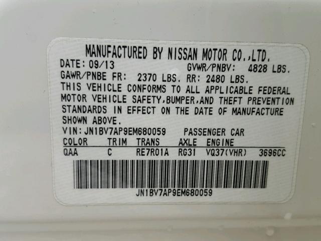 JN1BV7AP9EM680059 - 2014 INFINITI Q50 BASE Blanco foto 10