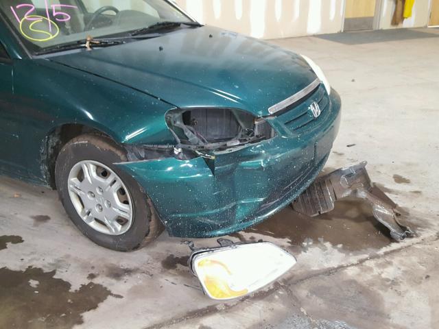 2HGES16511H530985 - 2001 HONDA CIVIC LX GREEN photo 9