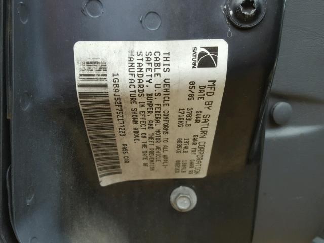 1G8AJ52F75Z177223 - 2005 SATURN ION LEVEL BLACK photo 10