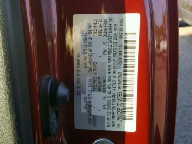 JM1NC25F170129753 - 2007 MAZDA MX-5 MIATA BURGUNDY photo 10