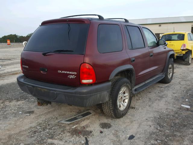 1D4HS38N93F510589 - 2003 DODGE DURANGO SP MAROON photo 4