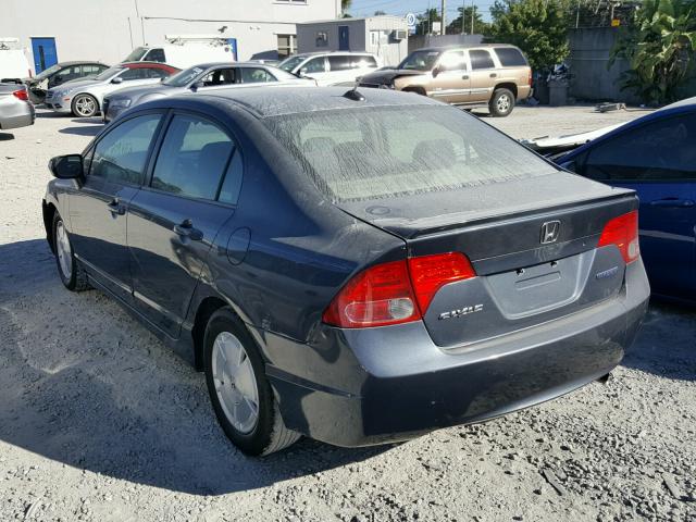 JHMFA36267S006836 - 2007 HONDA CIVIC HYBR GRAY photo 3