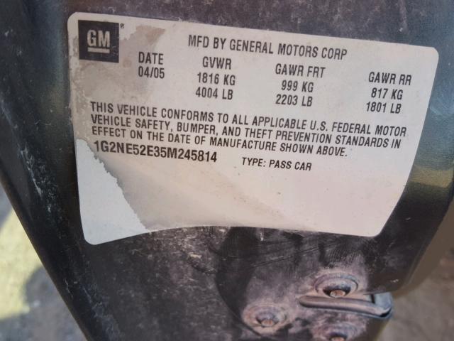 1G2NE52E35M245814 - 2005 PONTIAC GRAND AM S Mavi foto 10
