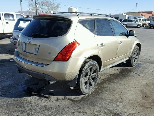 JN8AZ08T06W420196 - 2006 NISSAN MURANO SL GOLD photo 4