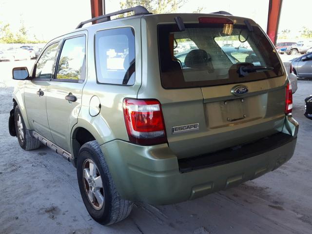 1FMCU02Z08KC70693 - 2008 FORD ESCAPE XLS GREEN photo 3