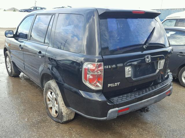 5FNYF28167B024101 - 2007 HONDA PILOT LX BLACK photo 3