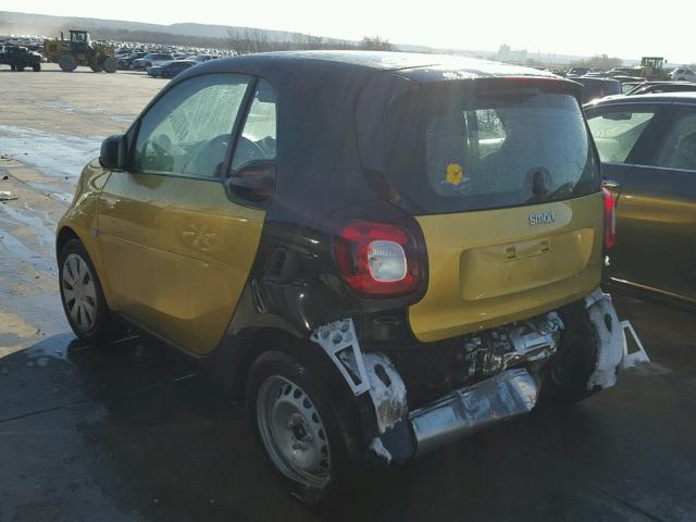 WMEFJ5DA1GK075832 - 2016 SMART FORTWO YELLOW photo 3