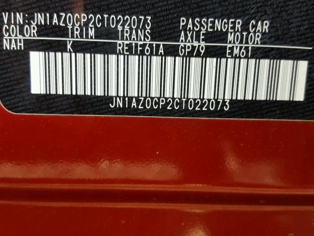 JN1AZ0CP2CT022073 - 2012 NISSAN LEAF SV RED photo 10