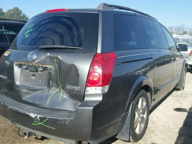 5N1BV28U14N329520 - 2004 NISSAN QUEST S GRAY photo 4