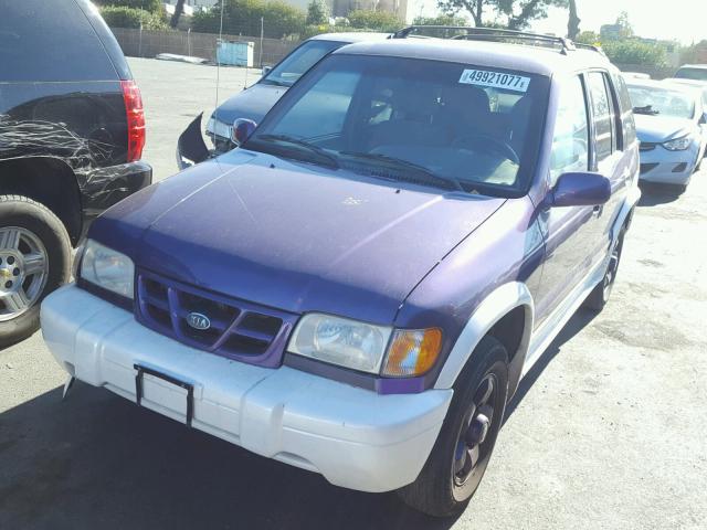 KNDJB723015044454 - 2001 KIA SPORTAGE PURPLE photo 2