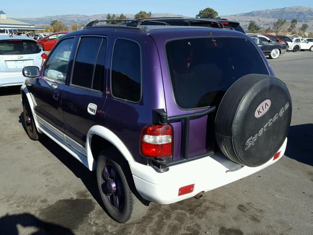 KNDJB723015044454 - 2001 KIA SPORTAGE PURPLE photo 3