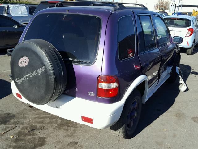 KNDJB723015044454 - 2001 KIA SPORTAGE PURPLE photo 4