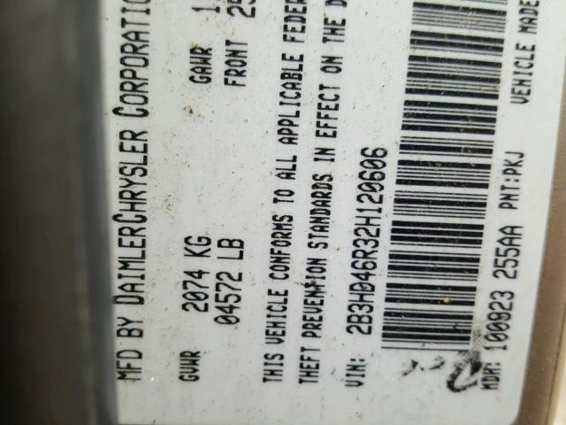 2B3HD46R32H120606 - 2002 DODGE INTREPID S Qəhvəyi foto 10