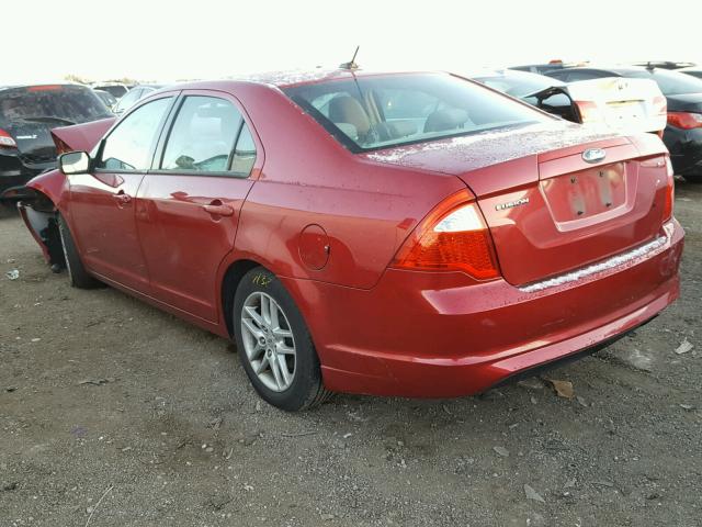 3FAHP0GA0AR329544 - 2010 FORD FUSION S RED photo 3