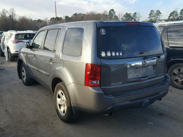 5FNYF3H27DB002005 - 2013 HONDA PILOT LX GRAY photo 3