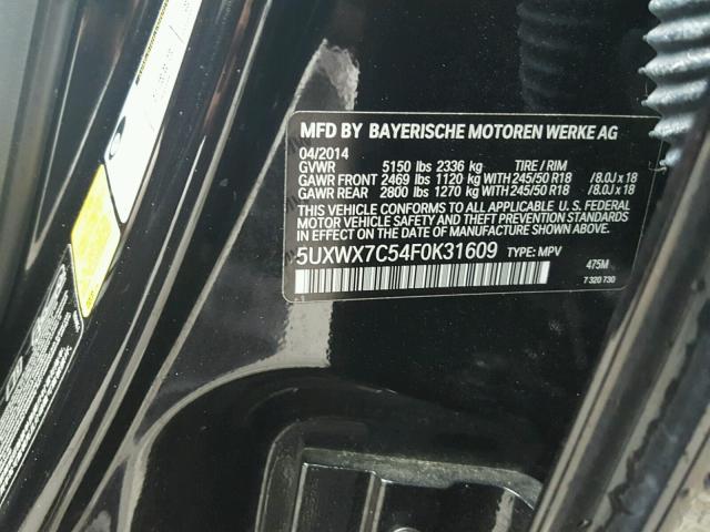 5UXWX7C54F0K31609 - 2015 BMW X3 XDRIVE3 BLACK photo 10